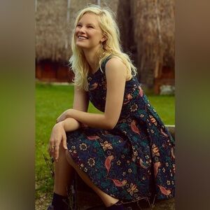 ANTHROPOLOGIE Eva Franco Larksong Corduroy Birds Floral Sequin Dress Size 4